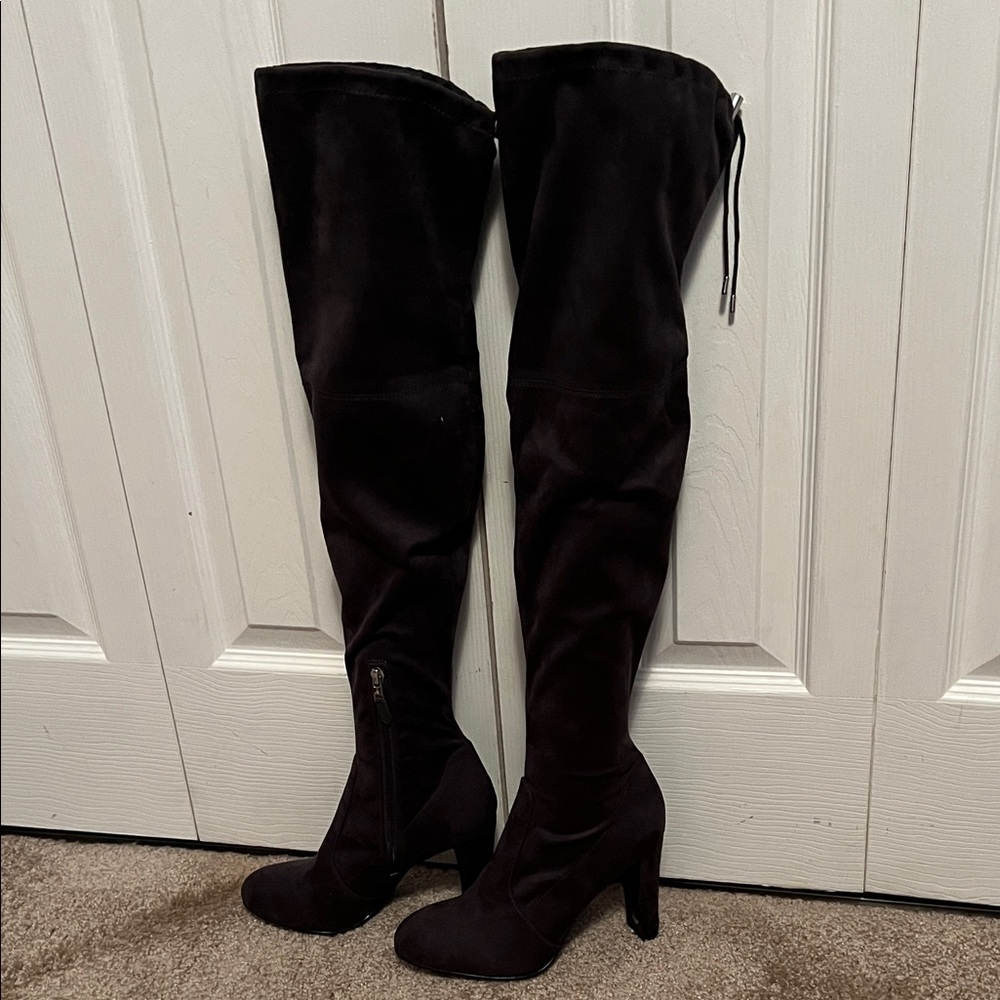 Sam Edelman Charcoal Over-the-Knee Suede Boots Size 7 1/2”